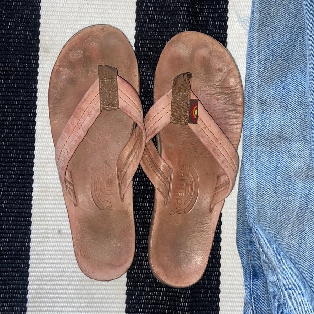 Rainbow flip flops